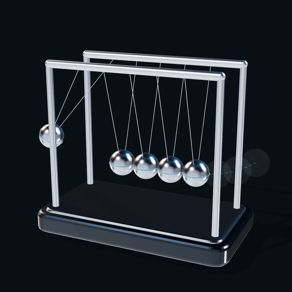 A metallic kinetic apparatus illustrating the physical consequences of an action