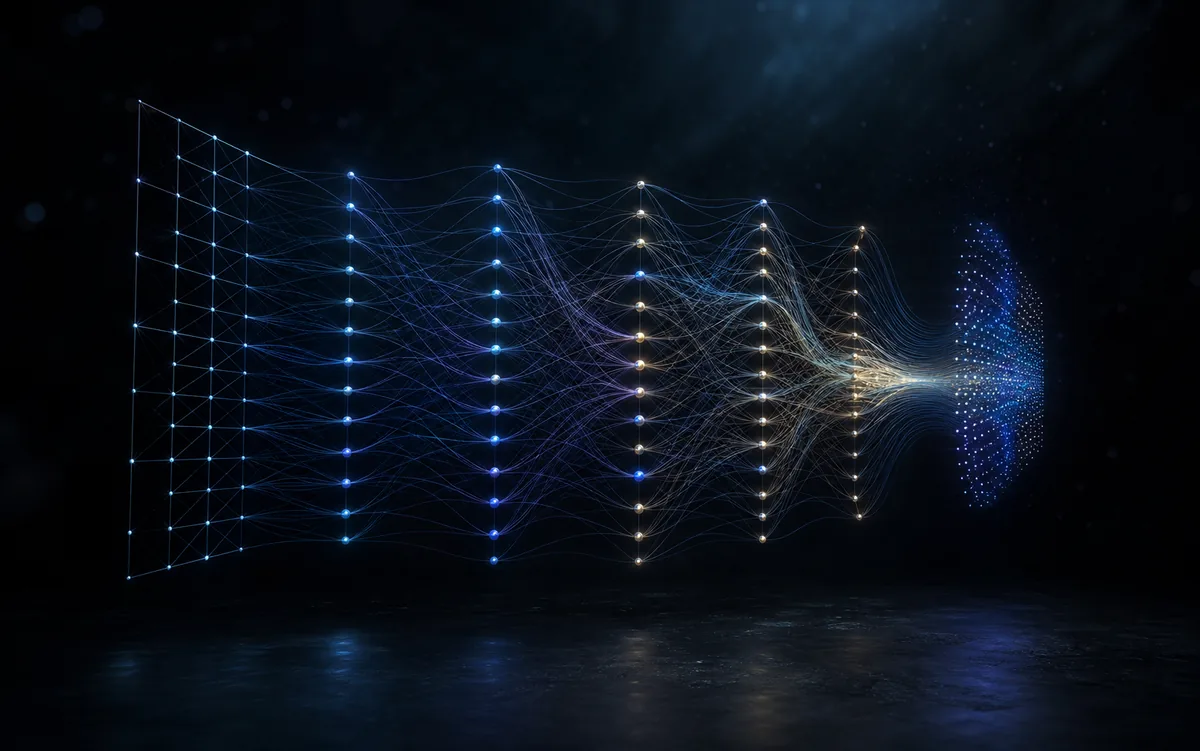 Layered neural architecture with flowing activations