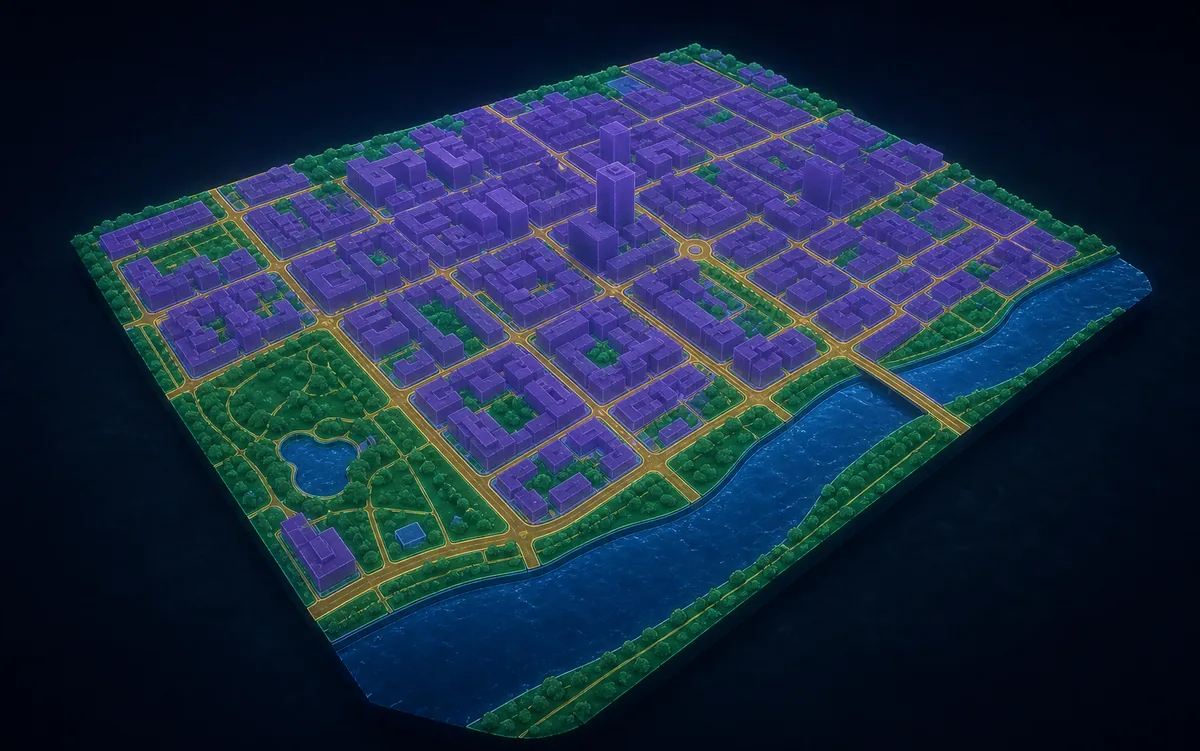 Aerial city represented as precise semantic regions